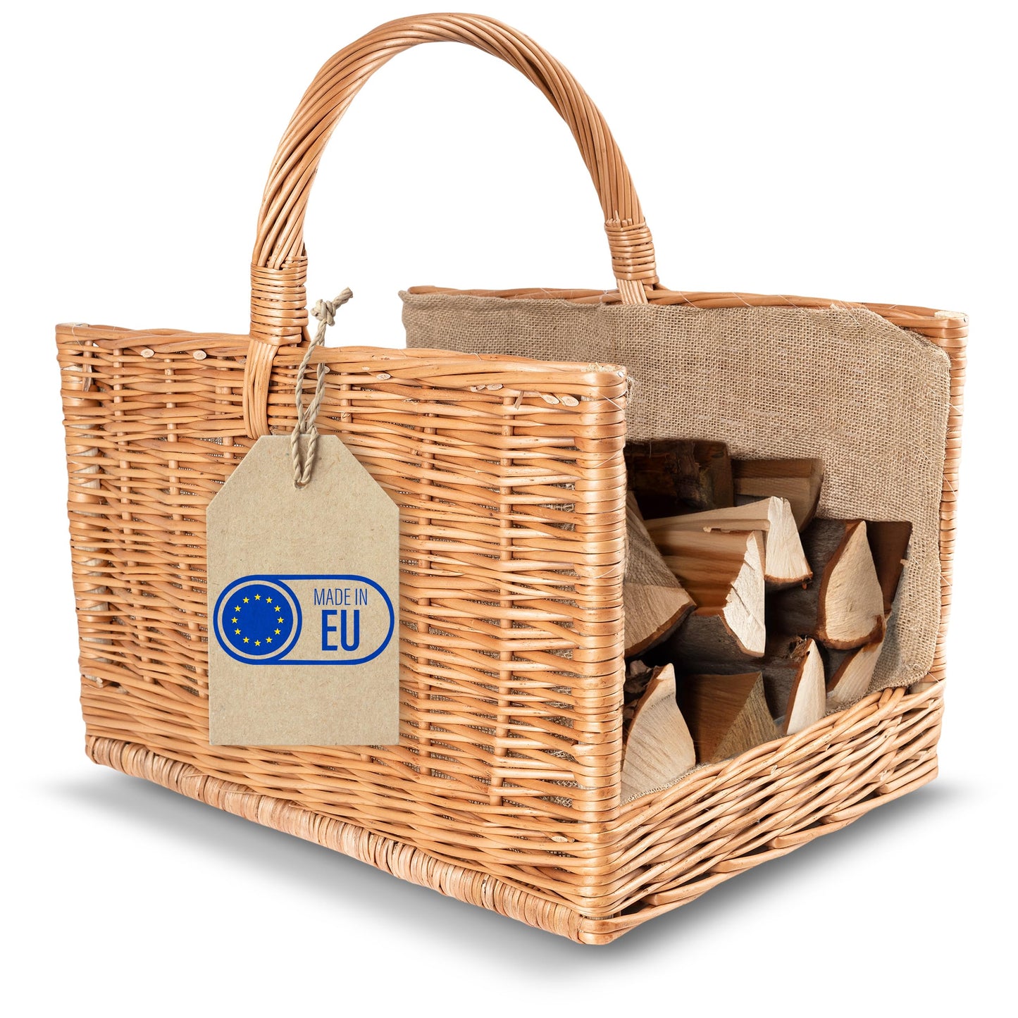 Creative Home Large Fireplace Basket Wood Basket Firewood Basket Rattan | 50 x 34 x 50 cm | Storage Rectangular Wicker Basket for Firewood/Wood | Brown Thick Willow Firewood Basket Wood Carrier Carry Basket
