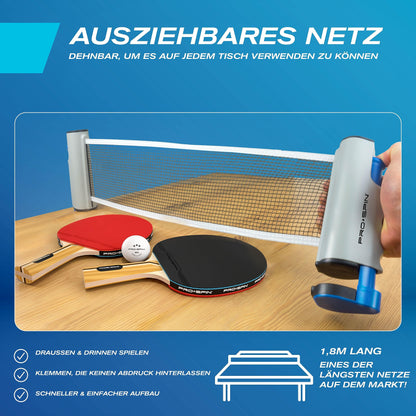 PRO-SPIN Table Tennis Paddle Set - With Table Tennis Net For Any Table, 3-Star Table Tennis Balls, Bag/Case | 2-Pack | Retractable Portable Table Tennis Net | Great Gift & Games