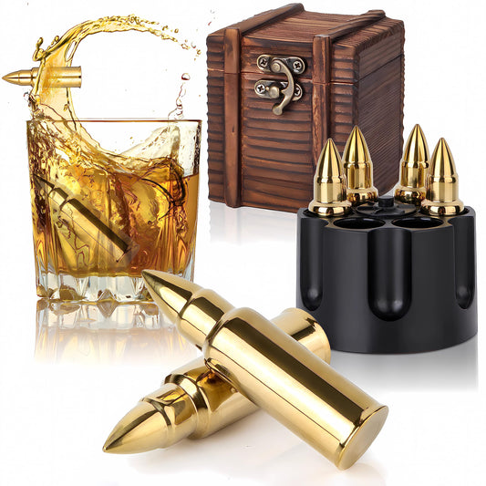 Eligara Whiskey Stones Gift Set for Men, Wooden Box [6 Pieces] | Reusable Stainless Steel Whiskey Ice Cubes Metal Chilling Stones, Scotch Gifts for Him Father Friend Husband