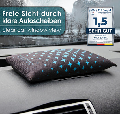 King Kong State Car Dehumidifier - Dehumidifier Cushion 1kg for foggy car windows - with reusable anti-fog filling and anti-slip pad, Dark Gray, Standard