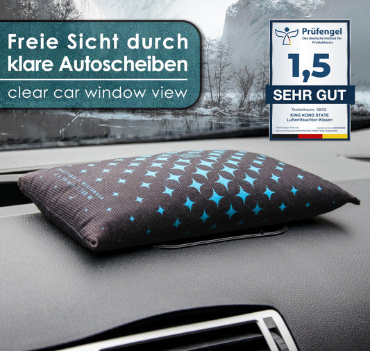 King Kong State Car Dehumidifier - Dehumidifier Cushion 1kg for foggy car windows - with reusable anti-fog filling and anti-slip pad, Dark Gray, Standard