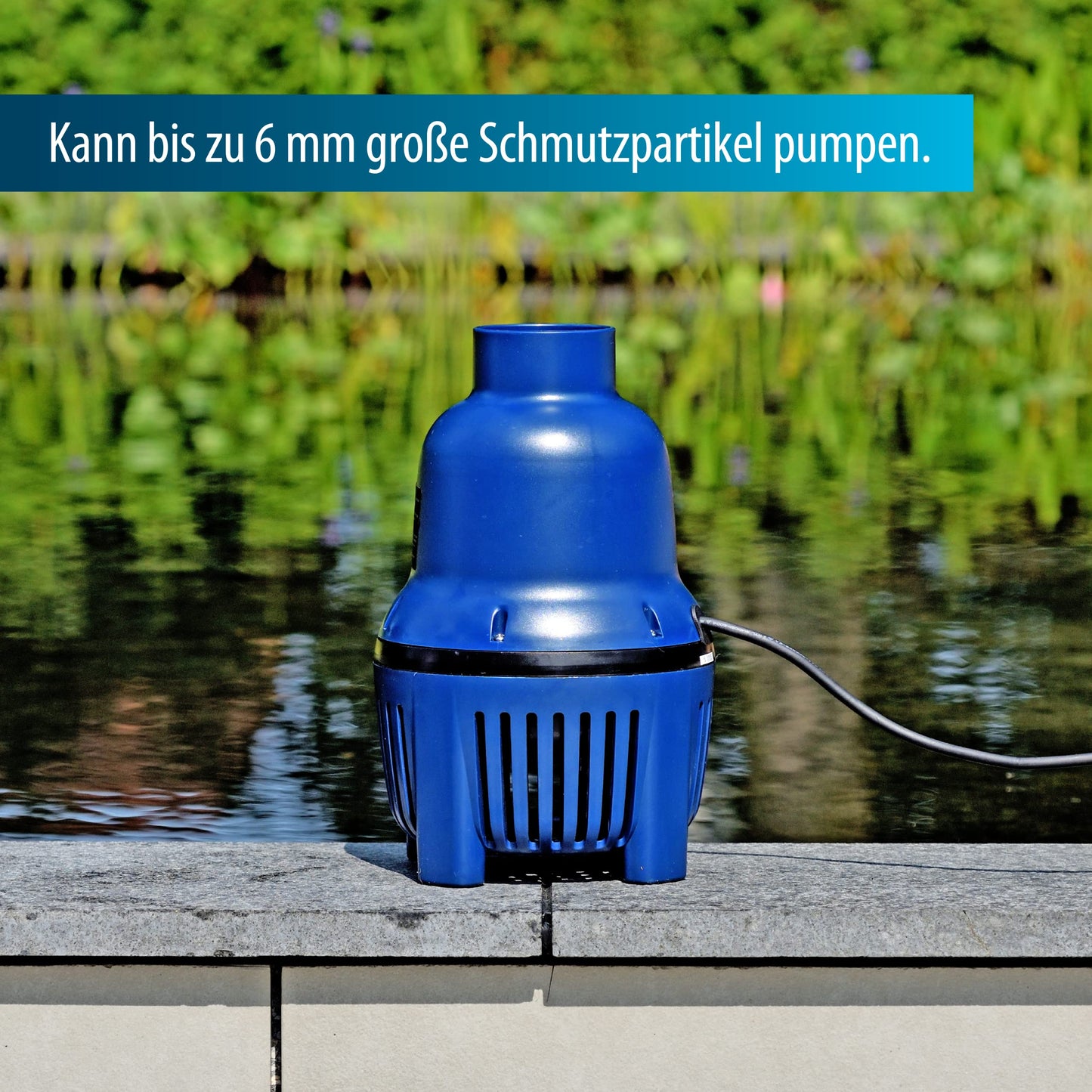 AquaForte HighFlow 16,000 Pond Pump, 75 watts, max flow rate 16 m3 per hour, head height 2 meters, outlet 75mm, high flow design, ideal for Koi ponds and fish farming.