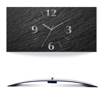 ARTLAND wall decoration wall clock without ticking noises Aluminum radio clock analog radio clock 60x30 cm slate look U1RE