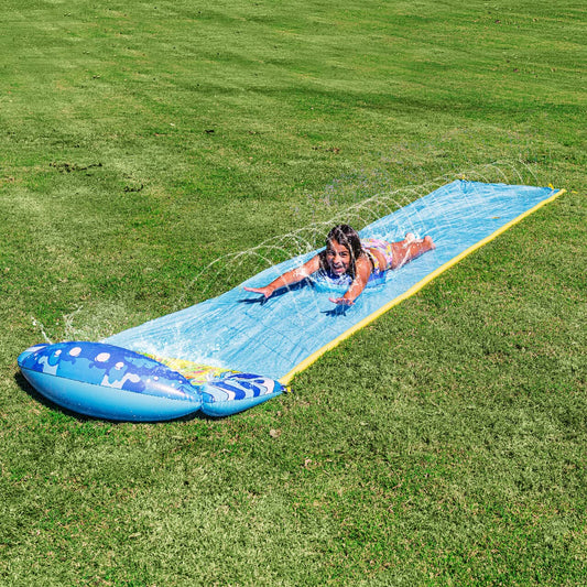 JOYIN 230in x 35.5in (584.2 x 90.2 cm) water slide with 1 bodyboard, summer toy with built-in sprinkler for backyard and outdoor water fun.