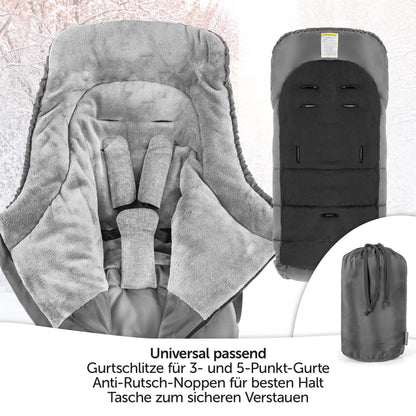 Zamboo footmuff for Joie stroller (fits Litetrax, Mytrax, Chrome) - winter footmuff for strollers, with reflector, hood function & pocket - Grey