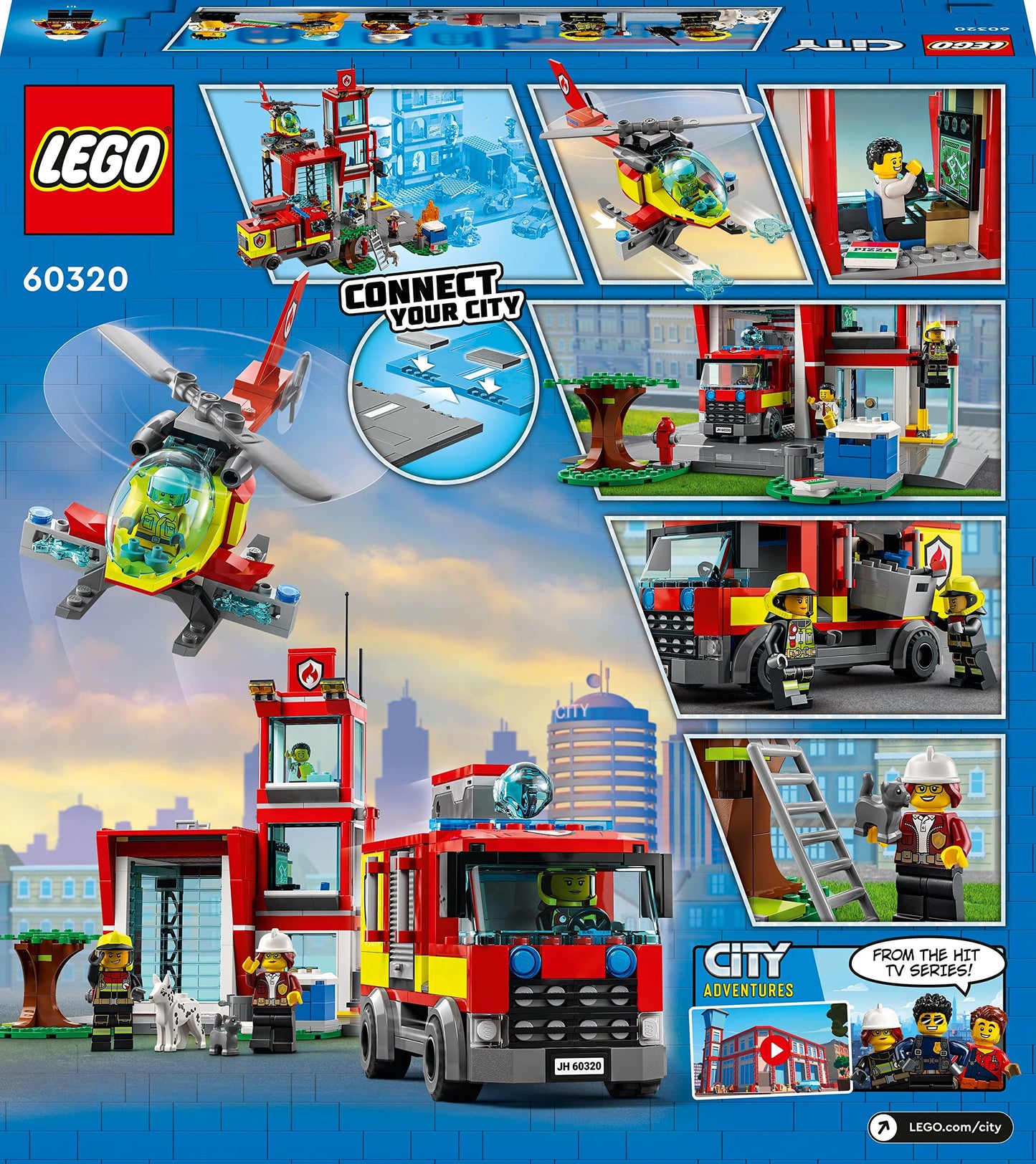 LEGO 60320 City Fire Station, fire brigade toy for children aged 6 and up with garage, fire engine and helicopter, fire station toy for boys and girls.