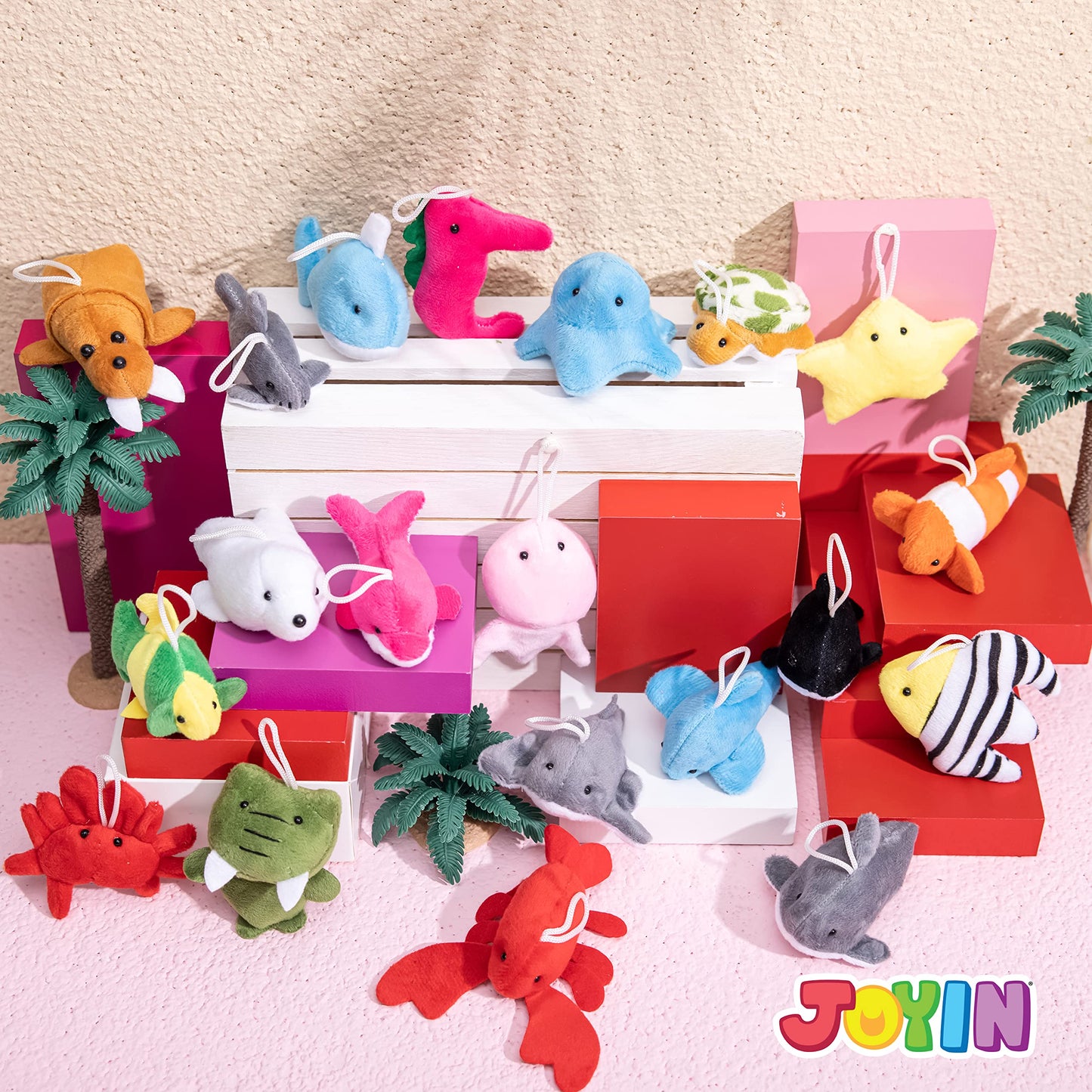 JOYIN 24 Piece Mini Plush Animals, Sea Creatures for Kids' Birthday Party, Small Stuffed Animals, Small Gifts for Kids, Advent Calendar Fillers, Party Favors for Kids Birthday 3+ Years.