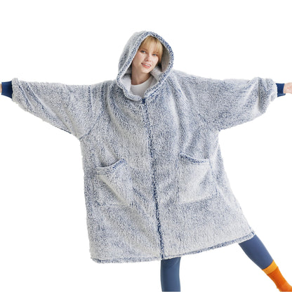 BEDSURE Hoodie Blanket with Sleeves - Sherpa Snuggle Blanket with Sleeves Sweatshirt Wearable Blanket Hoodie as Gifts for Women, Blue