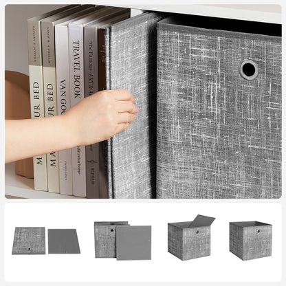 SONGMICS Storage Box, Set of 6, Storage Boxes made of non-woven fabric with handles, Storage Boxes, 30 x 30 x 30 cm, Organizer Box, for cube shelf, foldable box, clothes storage, grey marl RFB02LG-3.