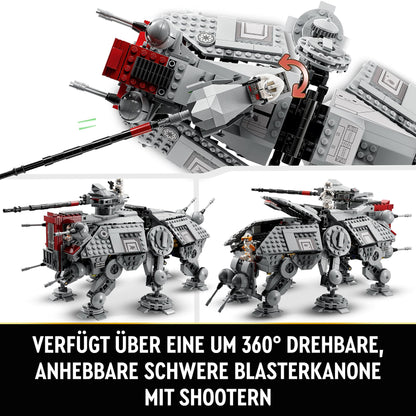 LEGO Star Wars 75337 AT-TE Walker toy with 3 minifigures from the 212th Clone Troopers, Dwarf Spider, and Battle Droid figures - Gift for boys aged 9 and fans of Revenge of the Sith.