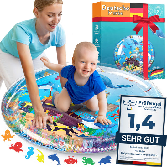 NouBaby® Water Mat Baby BPA Free XXL I Baby Mat and Toy for 3, 6, and 9 Months I Water Play Mat Baby, Aqua Mat Baby as Baby Water Mat, Tummy Time Toy Baby and Baby Mat Water