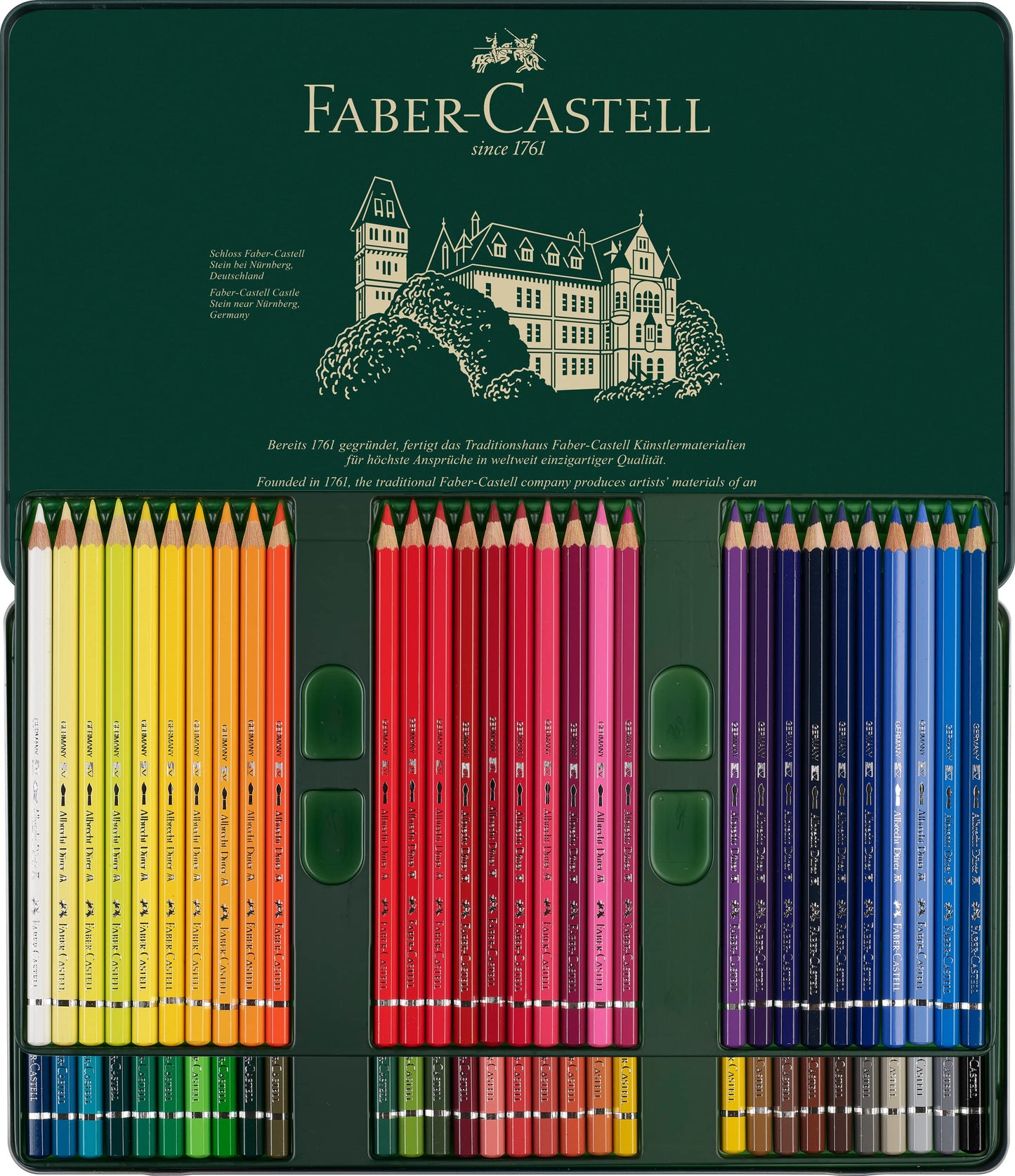 Faber-Castell 117560 Albrecht Dürer Watercolor Pencils, set of 60 watercolor pencils with thick 3.8mm leads, wooden pencils with water-soluble pigments.