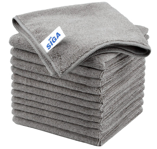 MR.SIGA Microfiber Cleaning Cloth, All-Purpose Microfiber Towels, Streak-Free Cleaning Cloths, 12 Pack, Gray, Size 32 x 32 cm