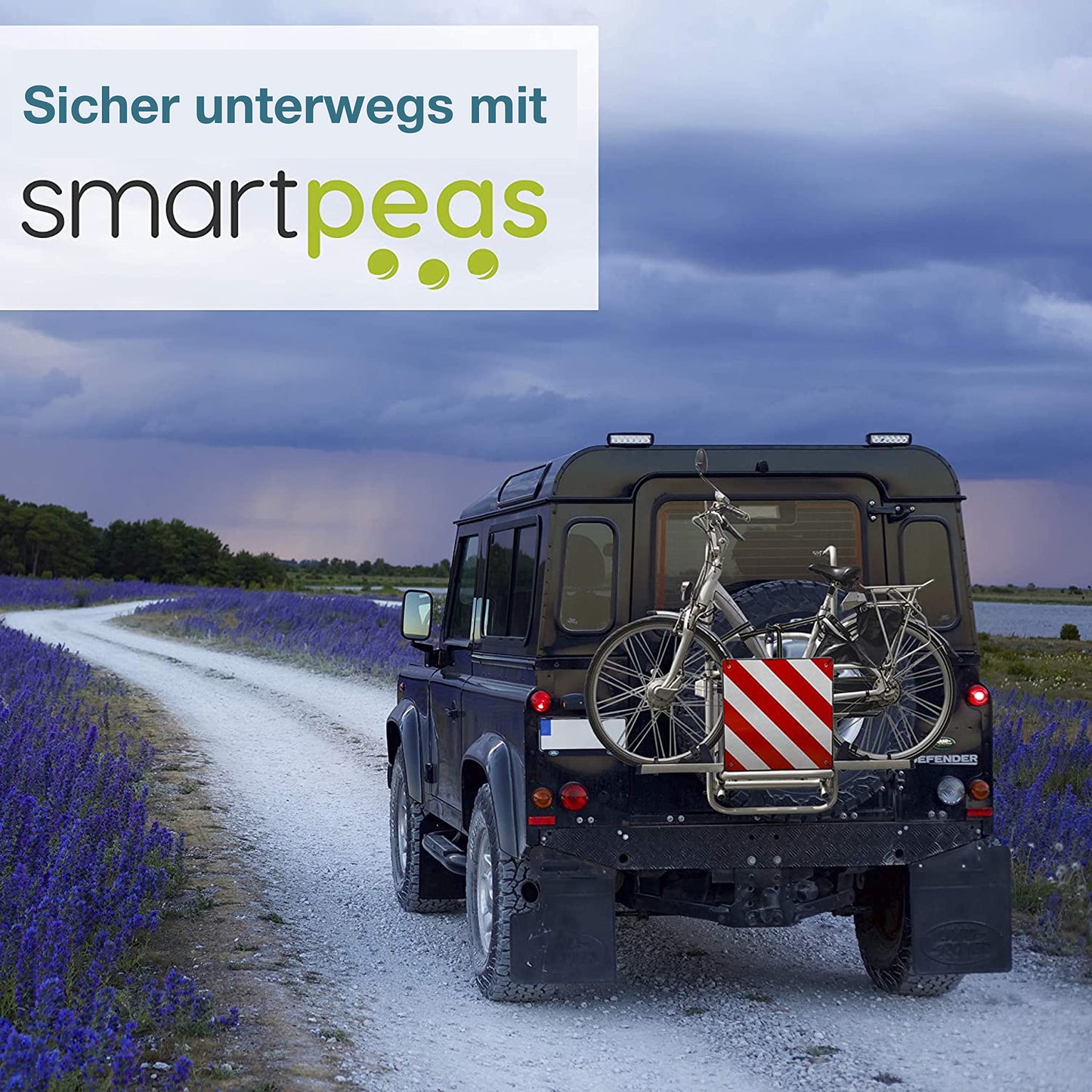 Smartpeas 2 In 1 Warning Sign Italy And Spain – For Bike Racks, Motorhomes Or Agriculture + Plus: Set Of 4 Rubber Bands
