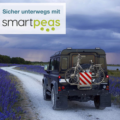 Smartpeas 2 In 1 Warning Sign Italy And Spain – For Bike Racks, Motorhomes Or Agriculture + Plus: Set Of 4 Rubber Bands