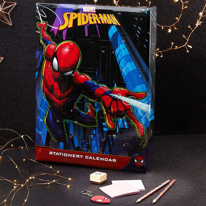 Marvel Spiderman Advent calendar 2025 for kids and teenagers with school supplies, pencils, keychains, stamps, and toys. Great gift idea! (Spiderman Multicolor)