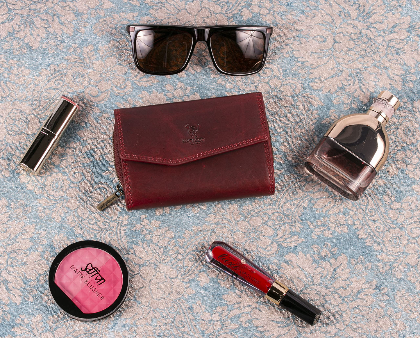 MATADOR leather wallet for women red medium #Sevilla with gift box, luxury RFID women's wallet, red money purse with multiple compartments, leather clutch, elegant red women's wallet