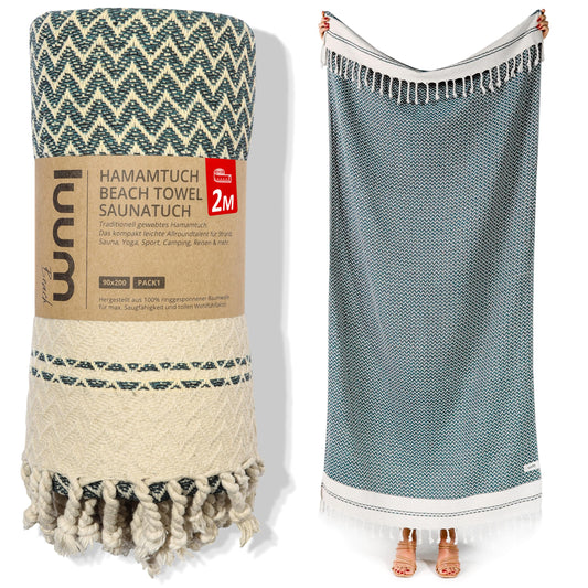 Luum® beach towel large 90x200 Hammam towel sauna towel bath towel hand towel yoga towel shower towel beach towel sauna towel travel towel Turkish towels, women men, 100% cotton, petrol