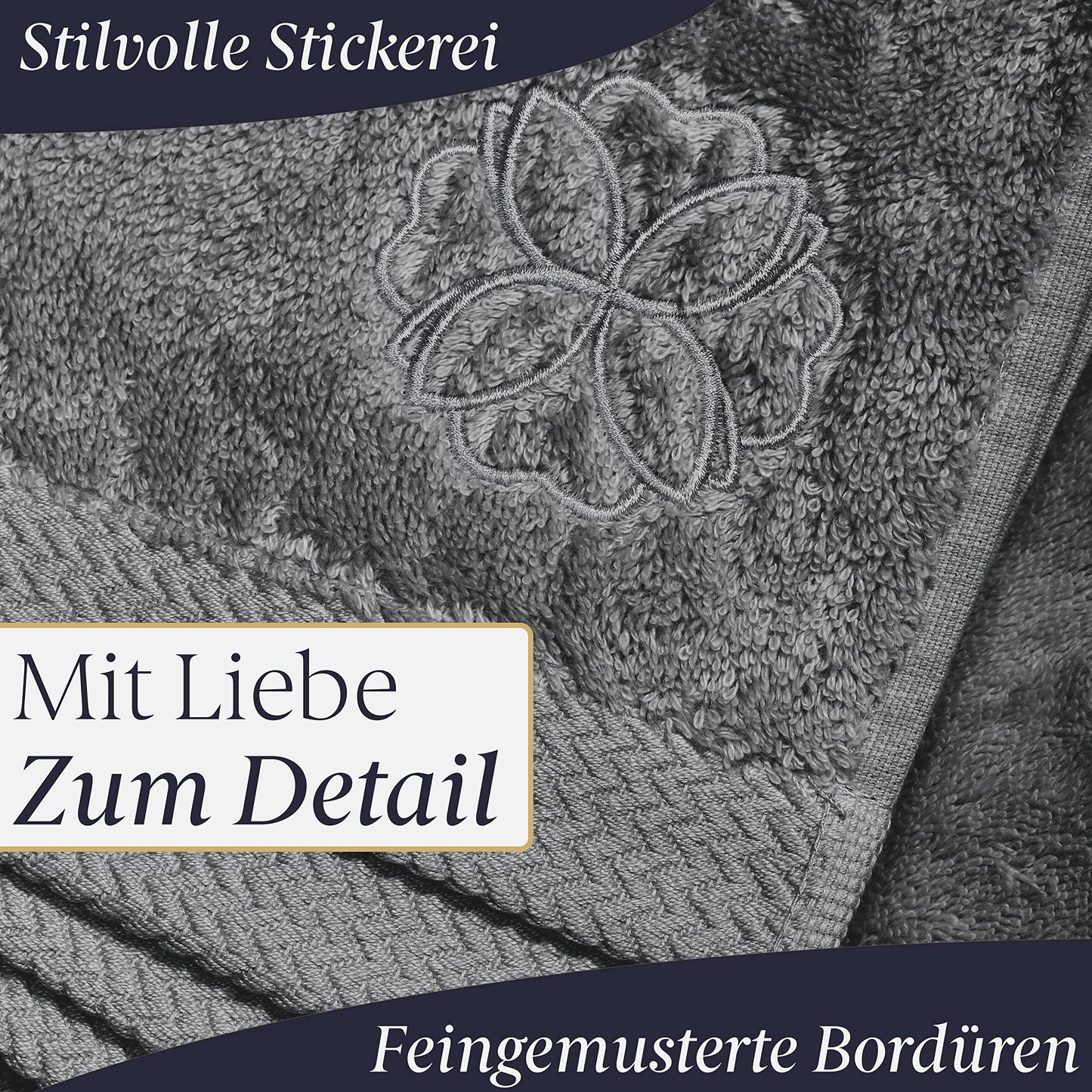 Liebenstein® Premium Towel Set - in anthracite - 2 bath towels 70x140 cm and 2 hand towels 50x100 cm made of finest cotton with 550 g/m² - exceptionally soft and absorbent.