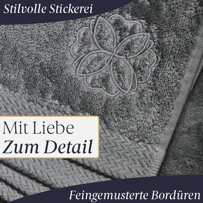 Liebenstein® Premium Towel Set - in anthracite - 2 bath towels 70x140 cm and 2 hand towels 50x100 cm made of finest cotton with 550 g/m² - exceptionally soft and absorbent.
