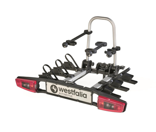 Westfalia 3-bike bikelander bike carrier for the tow bar | Hitch carrier for 3 bikes | E-bike compatible | foldable | LED hybrid lights