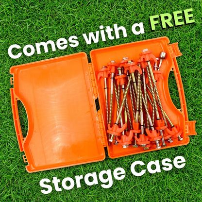 Green Thumbz Tent Pegs - 20 Pack Camping Stakes Ground Nails Sturdy - Galvanized Tent Pegs with Screw Design for Tough Grounds - Durable Camping Screw Pegs for Outdoor Use (20.5cm)