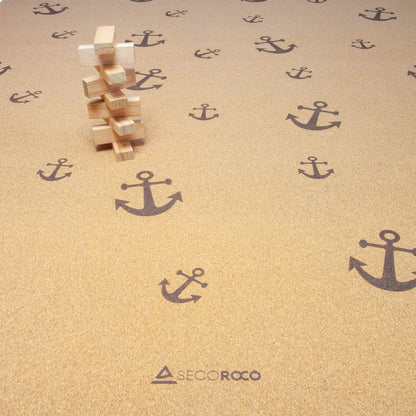 Secoroco cork play mat. Non-toxic crawling mat for babies and kids. Anchor design, 160x110 cm.