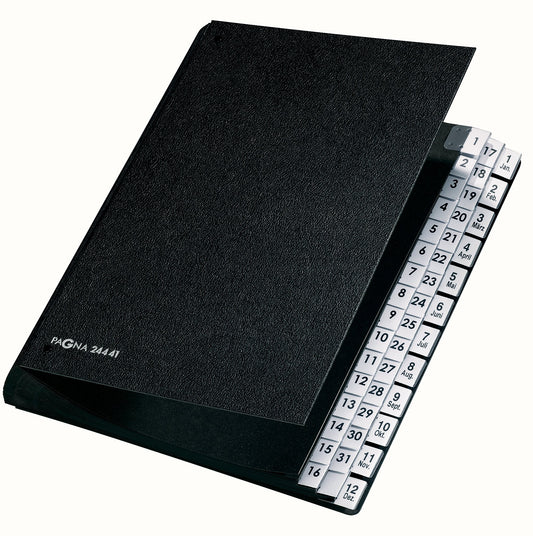 Pagna Desk Organizer Classic (Desk folder, 44 compartments, 1-31/1-12/Jan-Dec) black
