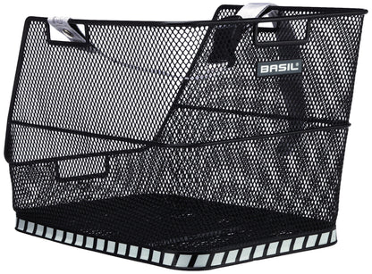 Basil Class school bag basket - rear wheel - fixed mounting - including mounting material - safety reflection - with band for securing - black