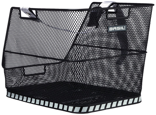 Basil Class school bag basket - rear wheel - fixed mounting - including mounting material - safety reflection - with band for securing - black
