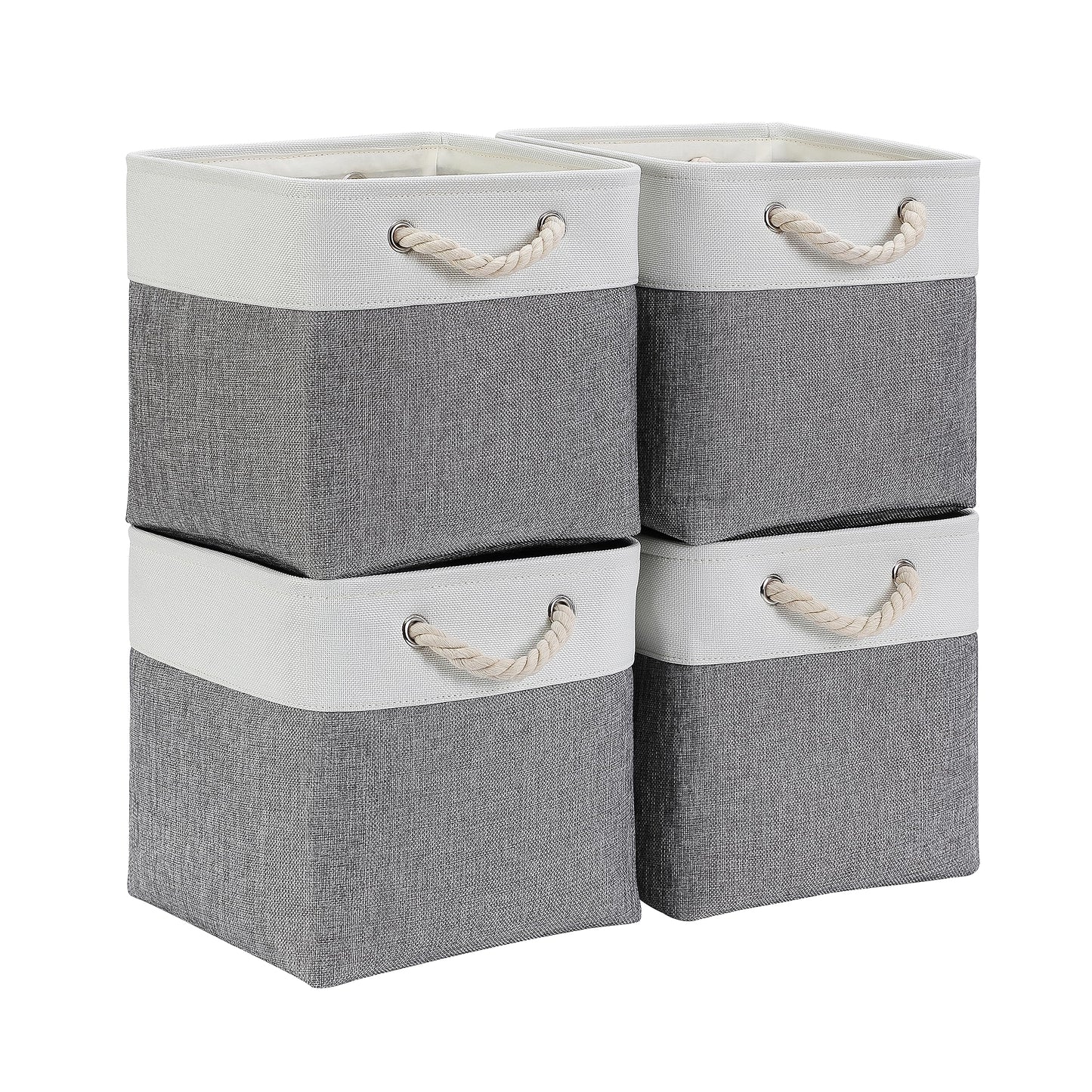 Mangata storage box fabric 30x30x30 cm, storage basket gray white, fabric baskets in cubes for wardrobe, shelf, and clothes, (Foldable, 4 pack)
