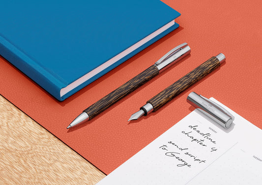 Faber-Castell 148172 - Fountain Pen AMBITION Cocos, Extra Fine nib, includes gift box and converter.