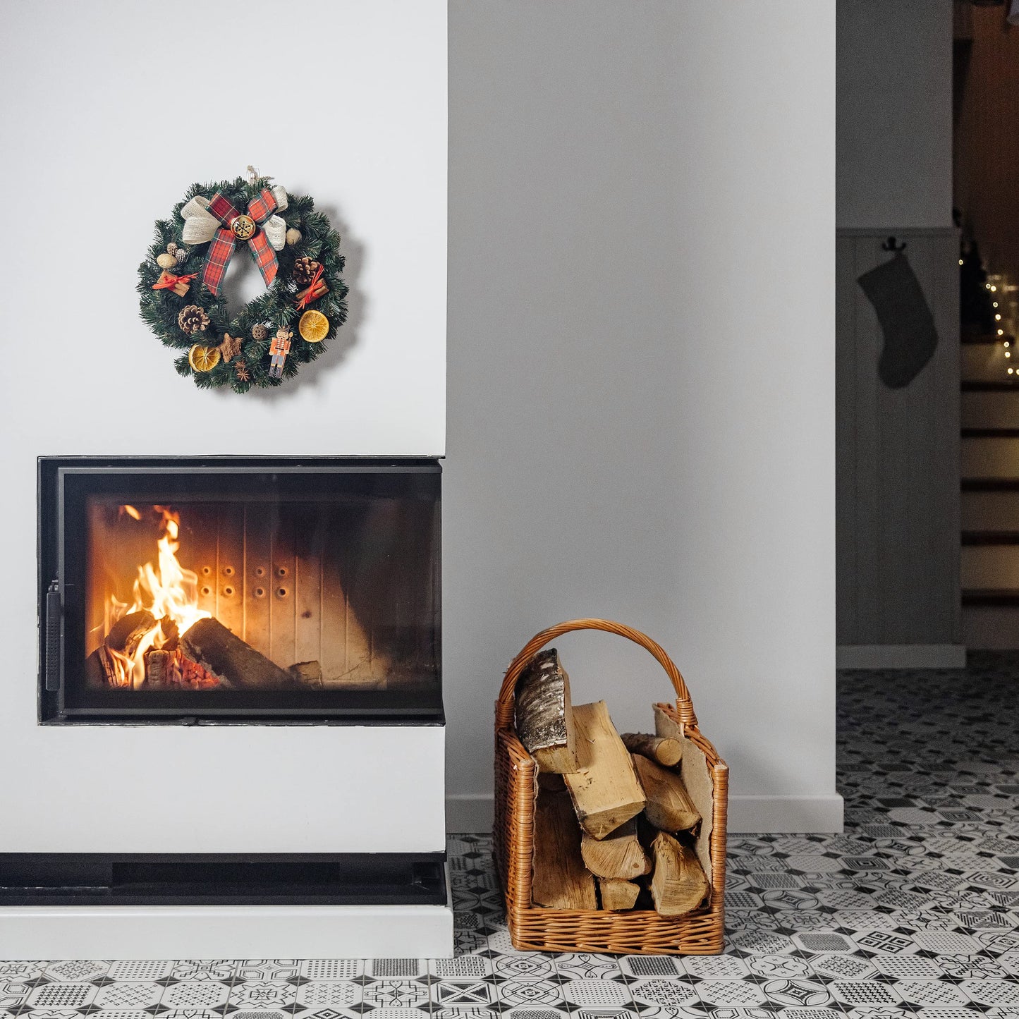 Creative Home Large Fireplace Basket Wood Basket Firewood Basket Rattan | 50 x 34 x 50 cm | Storage Rectangular Wicker Basket for Firewood/Wood | Brown Thick Willow Firewood Basket Wood Carrier Carry Basket