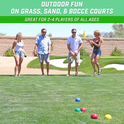 GoSports 90 mm Backyard Bocce Set with 8 balls, Pallino, case, and measuring rope - made of premium resin