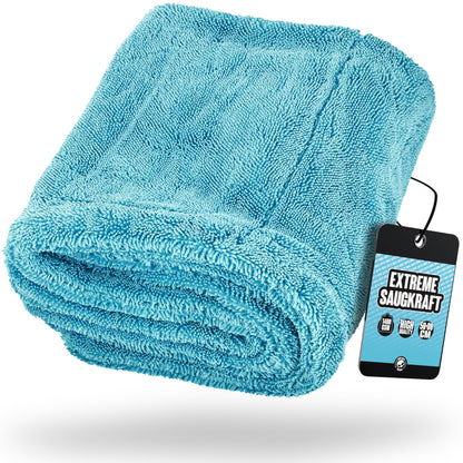 Nuke Guys Gamma Dryer XXL | Ultra absorbent drying towel 1400 GSM blue 50x80cm | Lint-free, soft rounded fibers, scratch-free, extra large | Premium microfiber cloth for car motorcycle bicycle