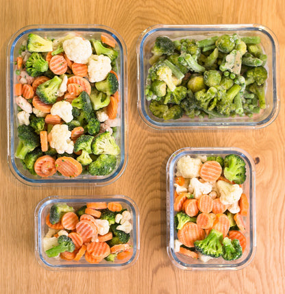 Grizzly glass storage containers 4 pack rectangular containers with lids.