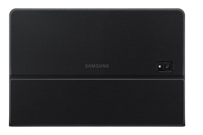 Samsung tablet case with integrated QWERTZ keyboard and pen holder for Galaxy Tab S4 in black.