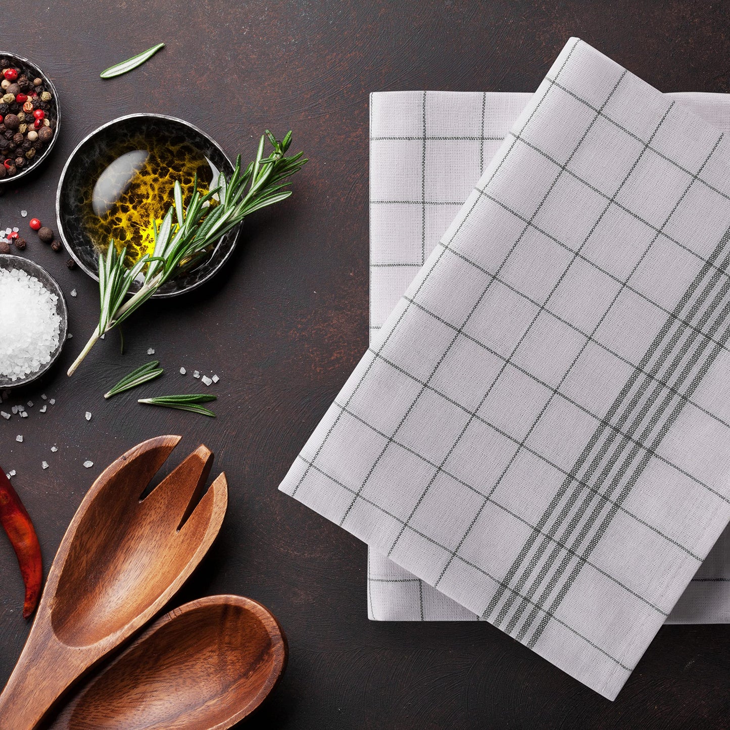 Blumtal Premium Dish Towels 20pc Set 50x70cm - Cotton Kitchen Towels - Oeko-TEX certified - Kitchen Hand Towels - washable up to 95°C - Gray Dish Towel Set