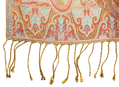 Ufash Pashmina 100% silk scarf from India for women & men, Paisley pattern, 160 x 35 cm - Pure silk scarf, Brown.