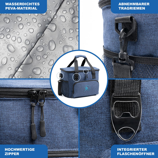 Obic's small 20l cooler bag with cool pack, foldable lunch box - thermal insulated picnic bag in blue for beach, work, car & lunch - insulated food bag for on the go.