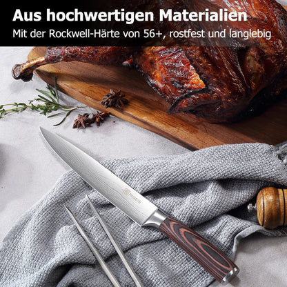 PAUDIN Meat Knife Chef Knife Carving Knife, Blade Length 20 cm Knife Utility Knife, ultra sharp high Carbon German Stainless Steel Kitchen Knife with ergonomic non-slip handle