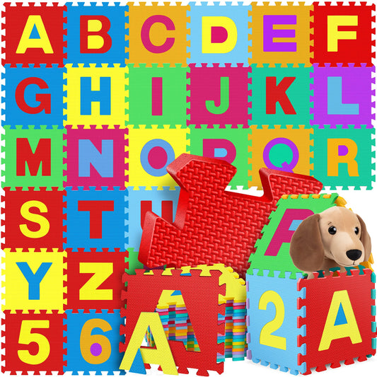 KIDIZ® play mat 86 PCS play carpet puzzle mat children's carpet protection mat children's play carpet foam mat ABC learning carpet puzzle carpet puzzle numbers letters size per mat approx. 31.5x31.5cm colorful