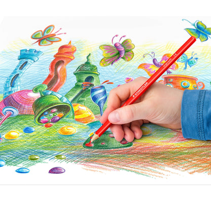 STAEDTLER ergosoft colored pencils (increased break resistance, ergonomic triangular shape, non-slip soft surface, set of 18 brilliant colors, neon colors, cardboard case, 157 C18P1 ST)