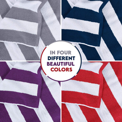 4-pack of Utopia Towels beach towels 30x60 inches, absorbent towels made of 100% cotton (Red, Navy Blue, Gray, Plum)