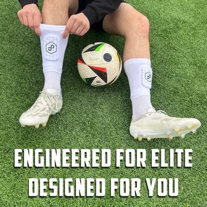 JDP Premium 3in1 Shin Guards, sock with integrated shin guards for soccer, shin guards including soccer socks, soccer shin guards, adult white shin guards.