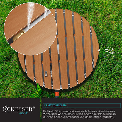 KESSER® garden shower floor shower outdoor shower sauna shower camping shower Ø 70 cm round fountain height up to 4 m adjustable with foot pedal, aluminum/WPC, non-slip weatherproof, wood look