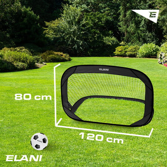 ELANI Soccer Goal Kids Pop-Up 2er Set - foldable with ball & pump, 50% smaller + easy assembly, mini soccer goal small, goal, soccer goals for garden kids, soccer goals, soccer goal, soccer