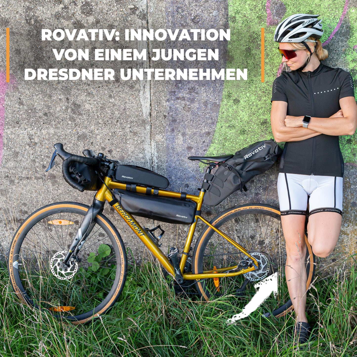 Rovativ® Bikepacking Frame Bag [46 cm] 100% waterproof - Bike bag for gravel bike and ultracycling [3.5 l]