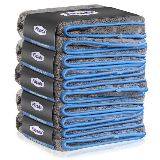Filzada® 5x Gentle Microfiber Towel for Cars with 1200 GSM - Incredible Absorbency and Lint-Free Thanks to Extremely Soft Microfiber - Car Polishing Cloths for Professional Auto Care in 42x48cm (3)