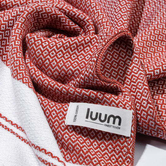 Luum® Sauna towel Hammam towel large 100x200 beach towel XXL bath towel hand towel yoga towel shower towel beach towel sauna towel travel towel Turkish Towels, women men, 100% cotton, Red